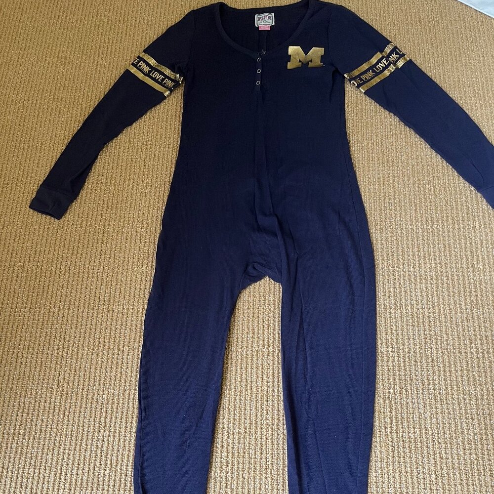 Pink Collegiete Union Suit - University of Michigan size M